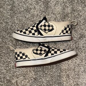 Vans Kids Black and Cream Checkered Sneakers